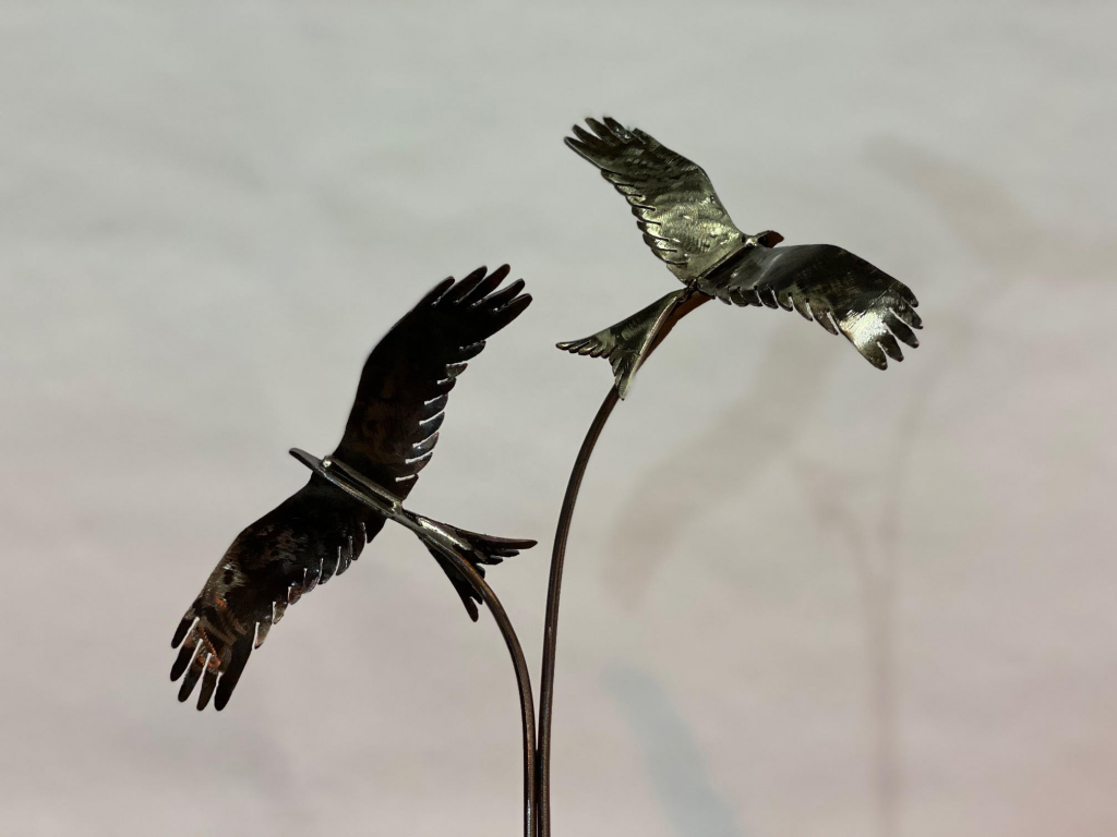 Black Rustic Two Birds Sculpture