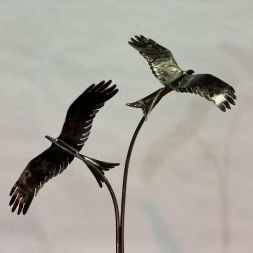 Black Rustic Two Birds Sculpture