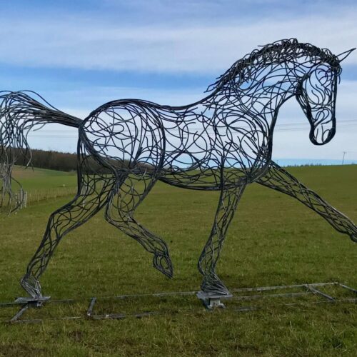 Black Horse Walking Sculpture