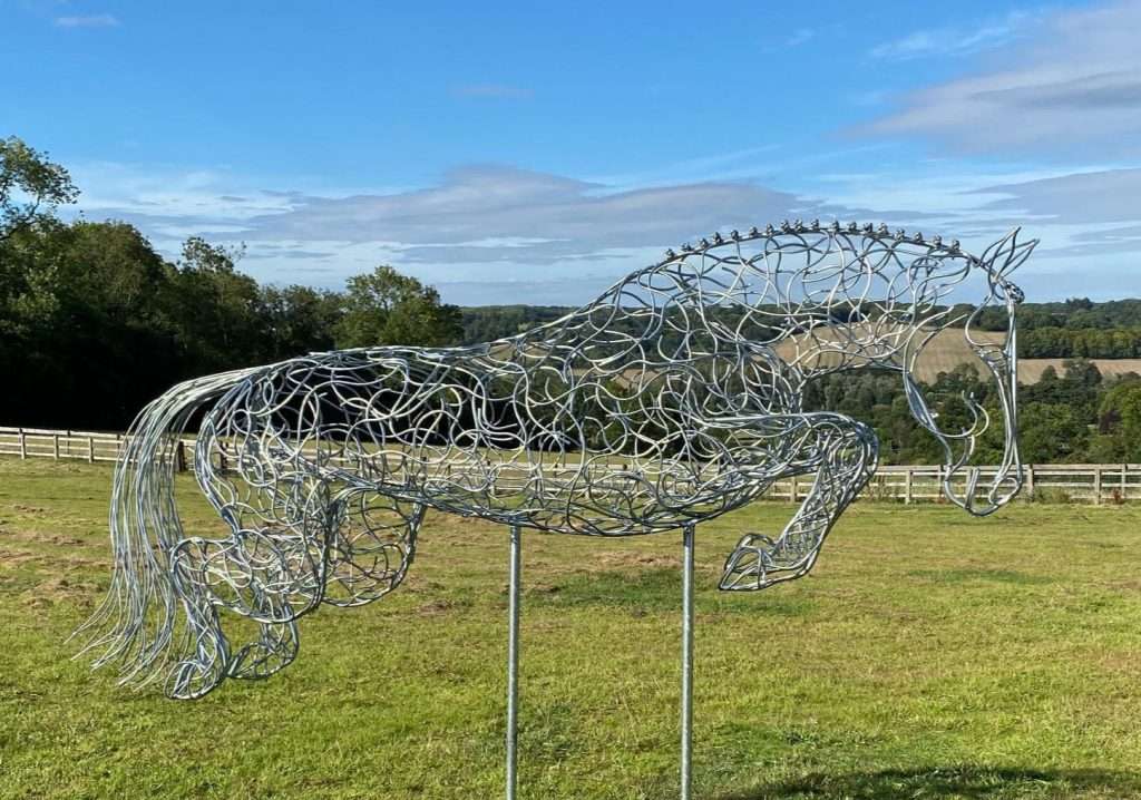 Large Silver Jumping Horse