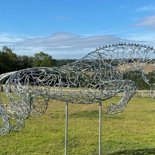 Large Silver Jumping Horse