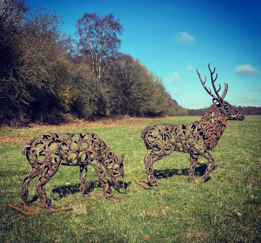 Small Stag And Doe Sculptures