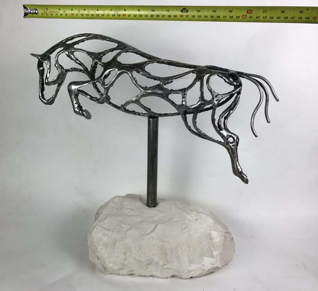Abstract Jumping Horse Sculpture With Tape Measure