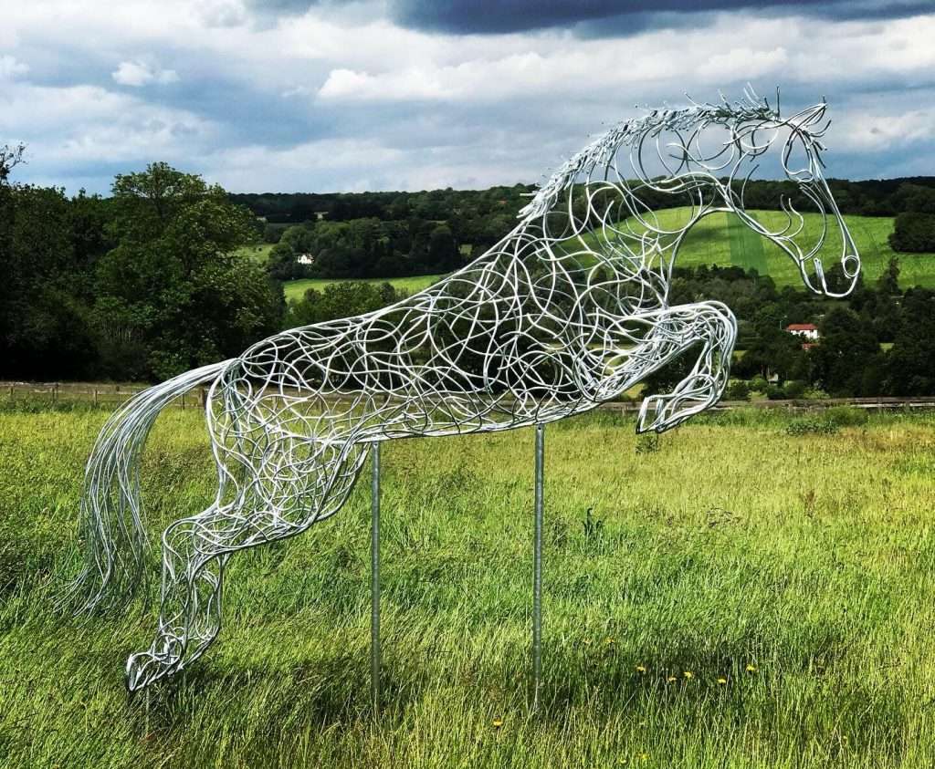 Large Silver Blue Memory Jumping Horse