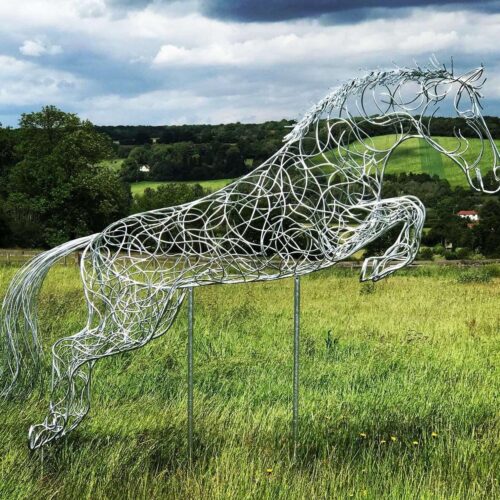 Large Silver Blue Memory Jumping Horse