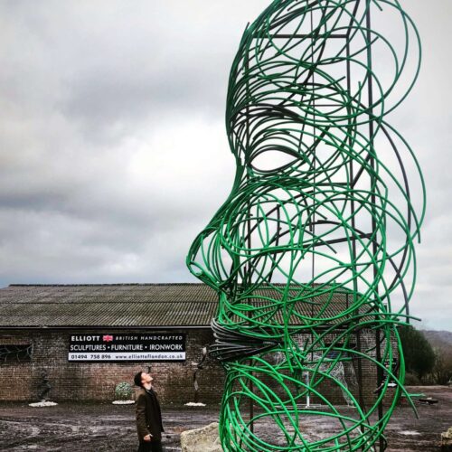 Facing Fears Sculpture In Green