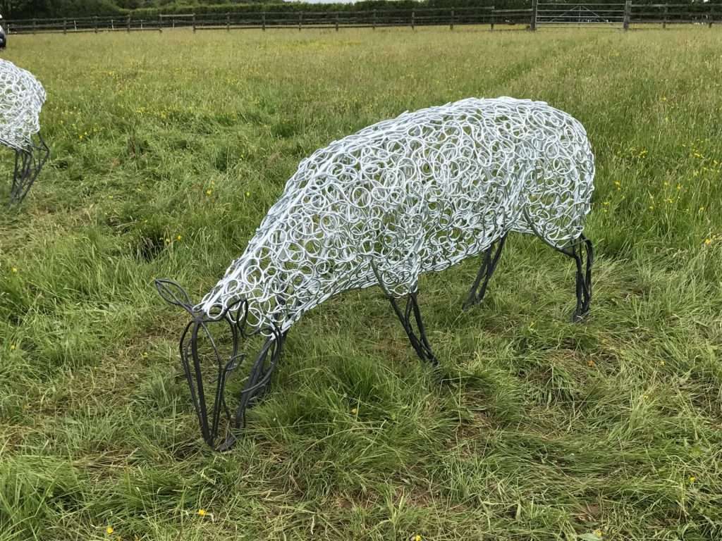 Large Silver Sheep Sculpture