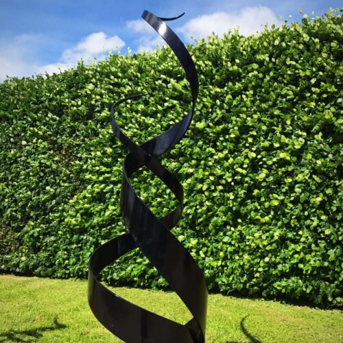 Shiny Black Spiral Abstract Sculpture