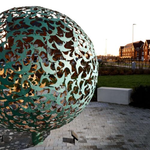Swift Sphere Sculpture in domestic housing area
