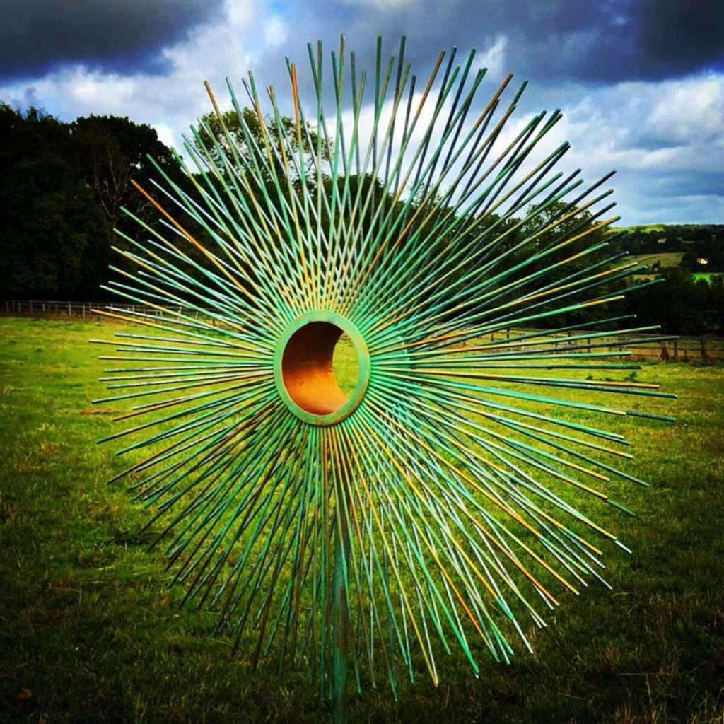 Verdigris & Gold Peacock Abstract Sculpture