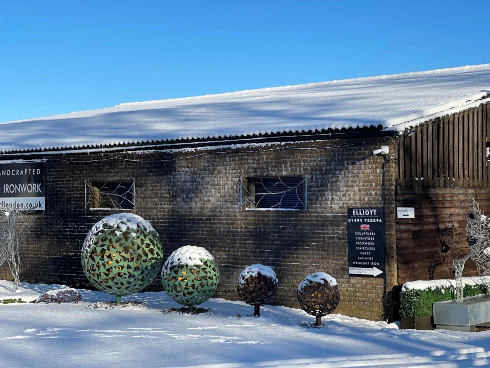 Sphere Sculptures in the Snow