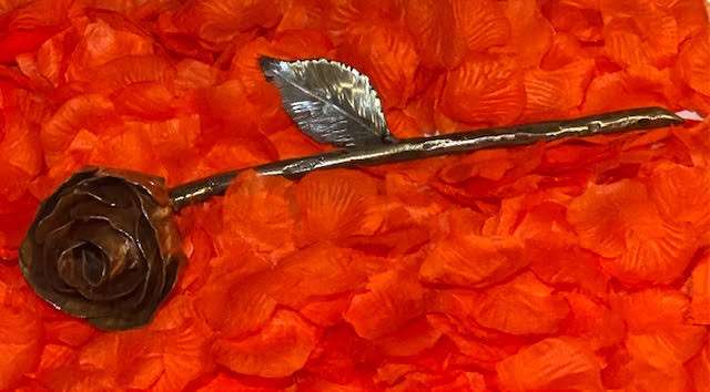 Handmade Copper Rose Sculpture