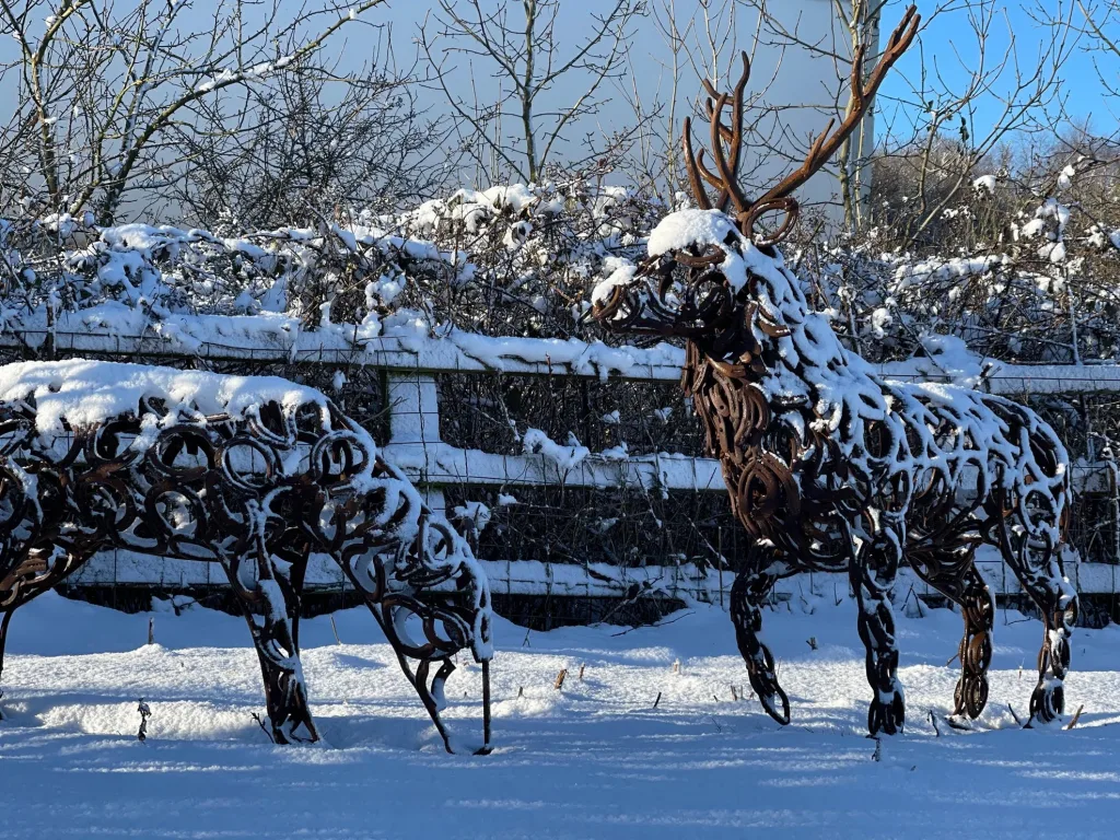Deer Sculptures in the Snow