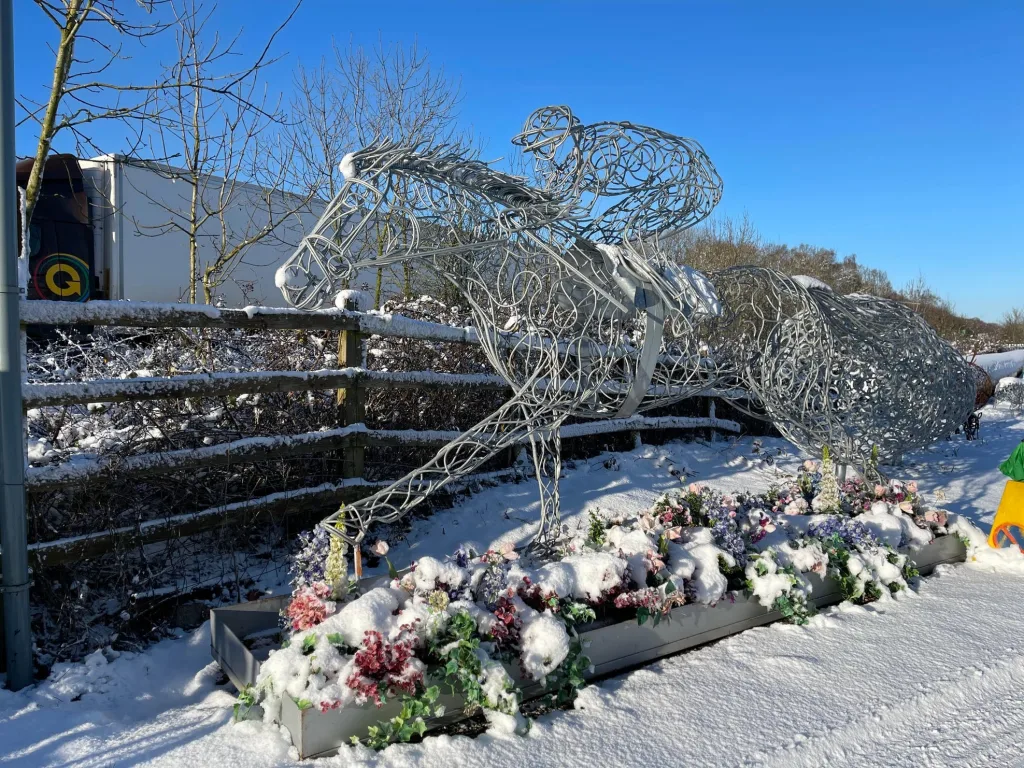 Horse Sculptures in the Snow