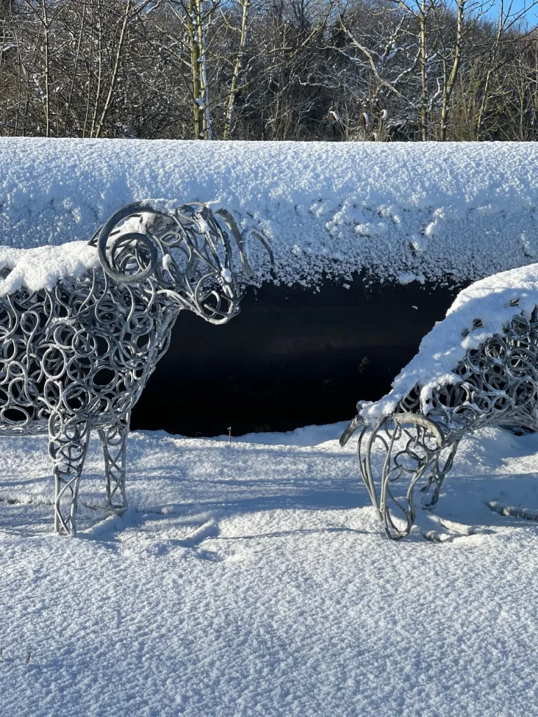 Sheep Sculptures in the Snow