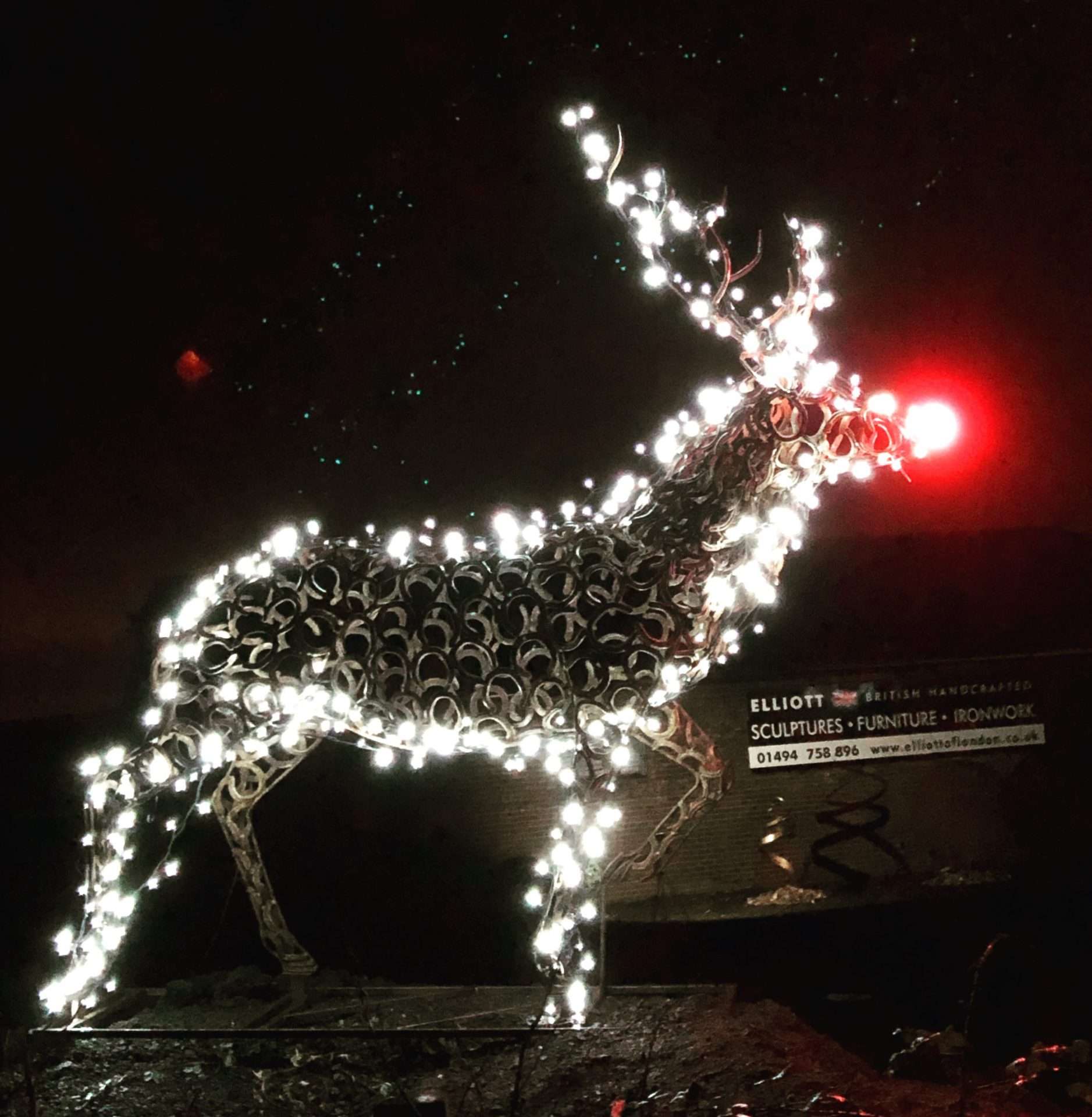 Horseshoe Stag Sculpture Lit Up