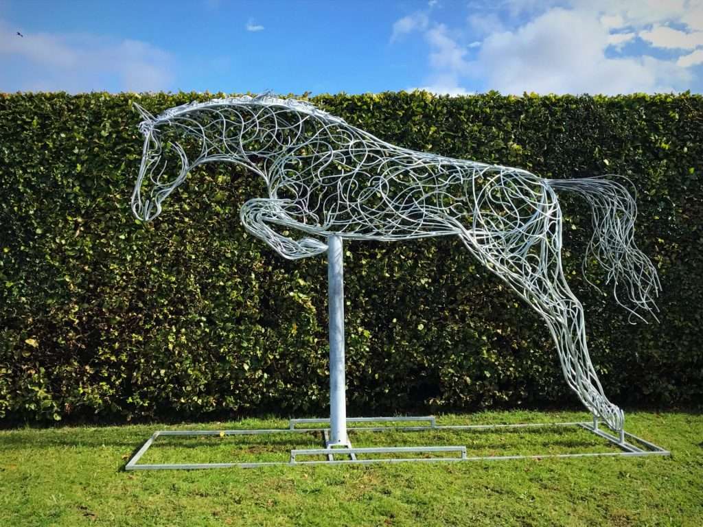Large Silver Jumping Horse