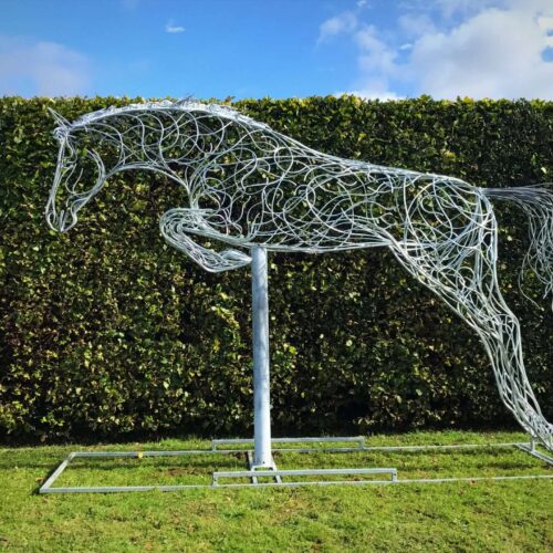 Large Silver Jumping Horse