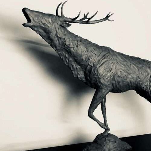 front half Stag Sculpture left facing
