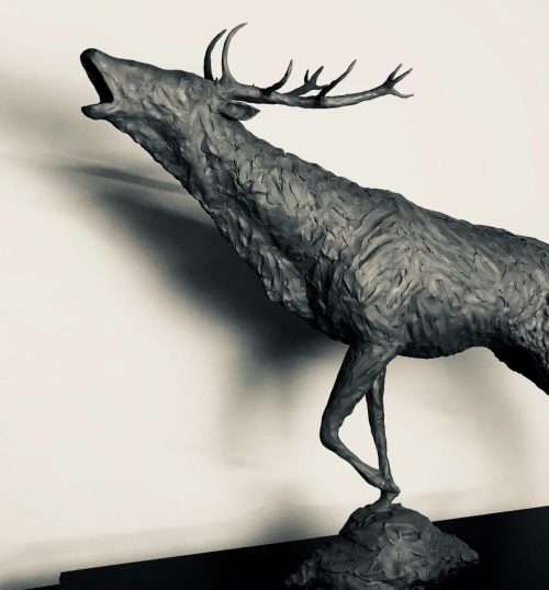 front half Stag Sculpture left facing