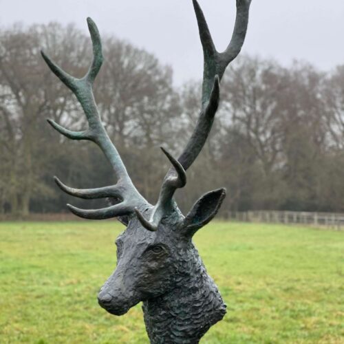 big stag head bronze looking left