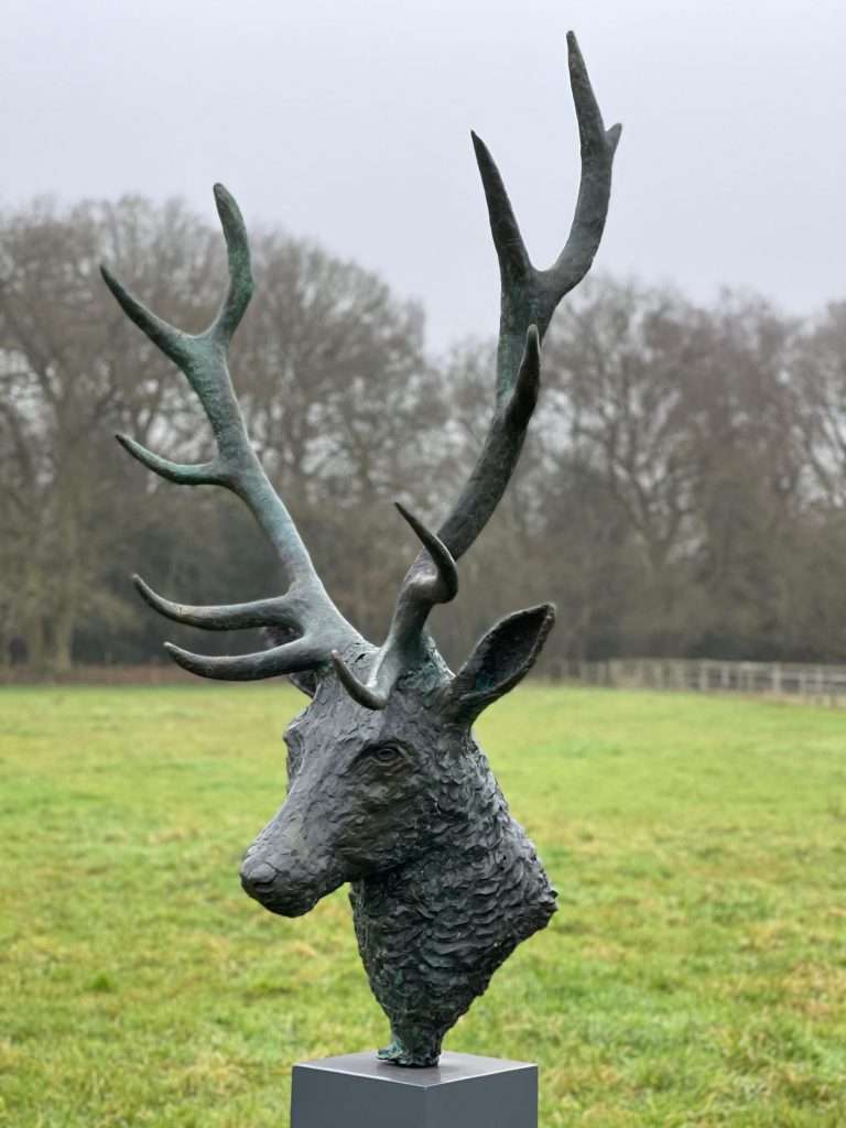big stag head bronze looking left