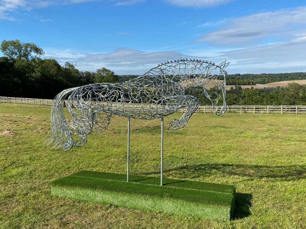 jumping horse sculpture