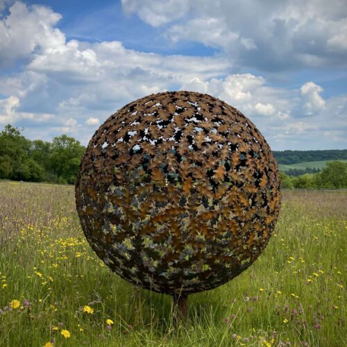 Oak leaf sphere sculpture