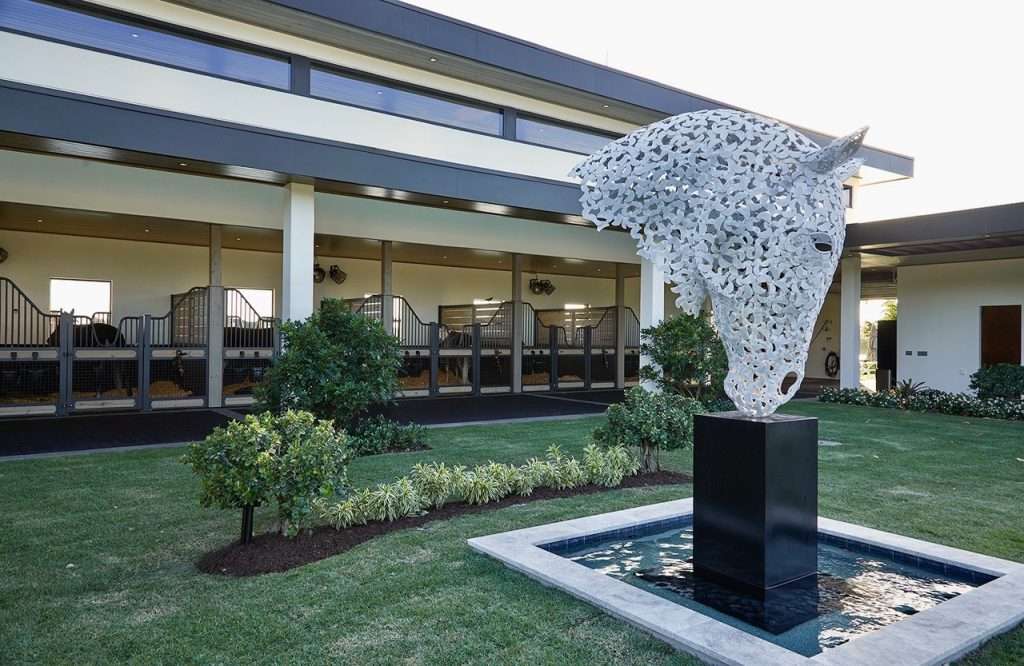 bronze horse head sculpture