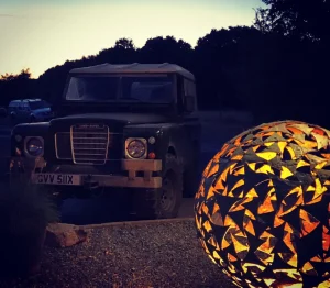 Verdigris & gold sail sphere sculpture