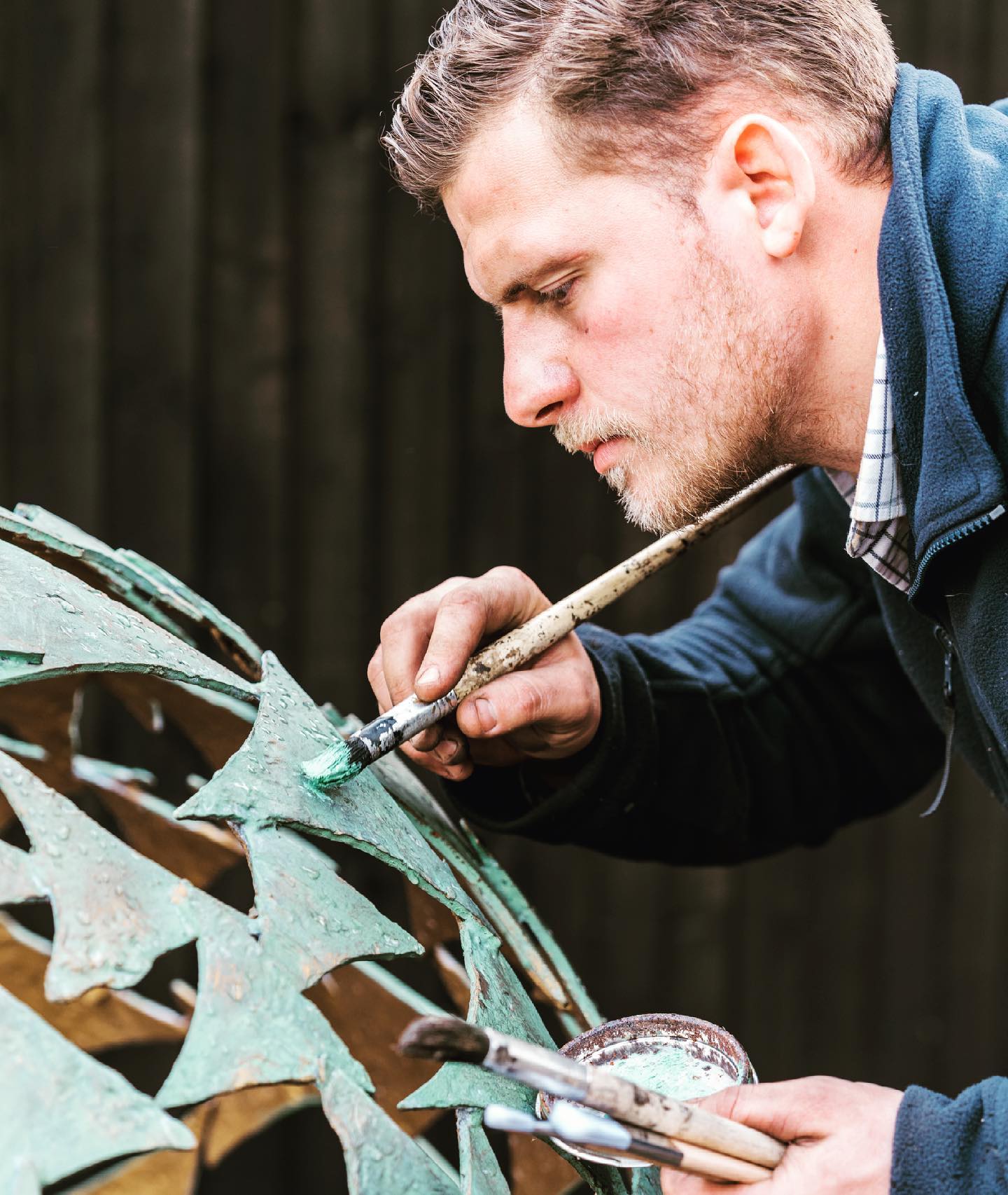 British sculptor Charles Elliott, founder of Charles Elliott Sculpture, in his studio