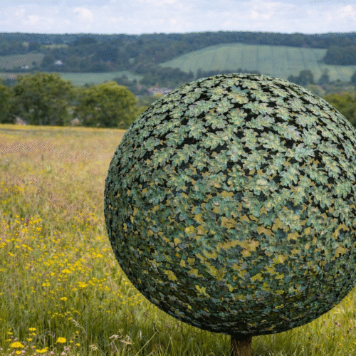 Bronze Oak Leaf Sphere Sculpture