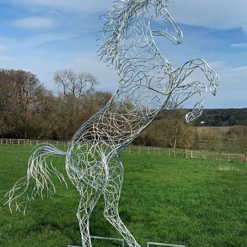Rearing Horse Sculpture On A Sunny Day