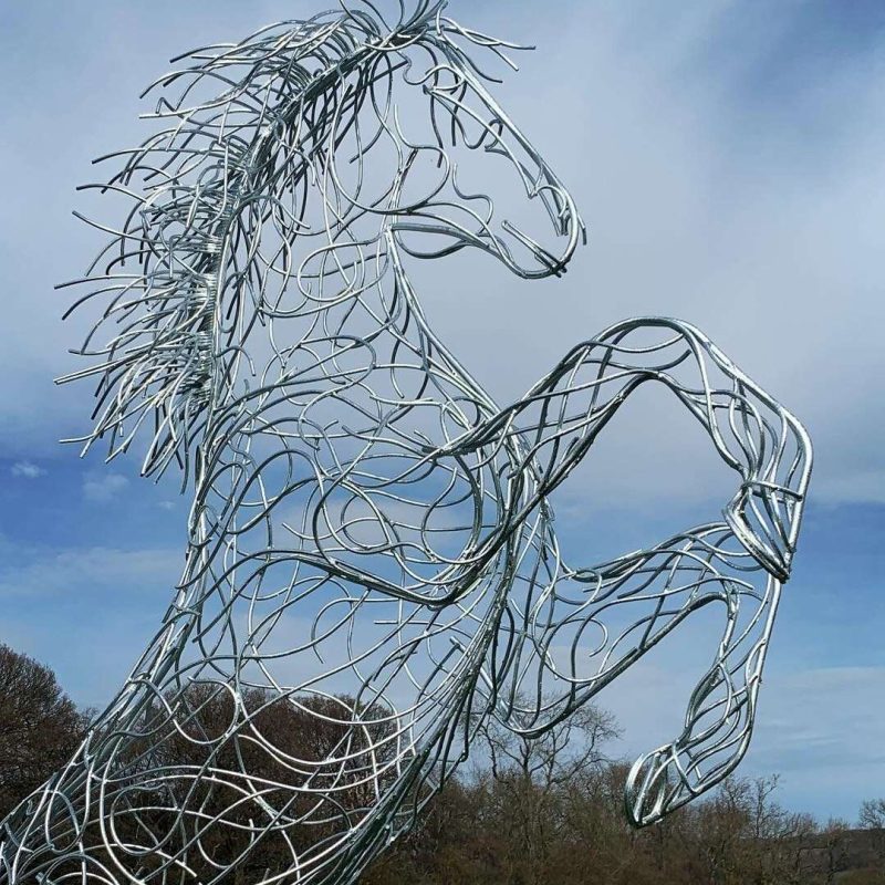 Galvanised Silver Rearing Horse