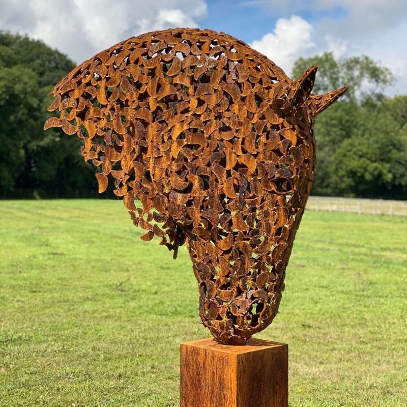 Large Rustic Patina Horse Head