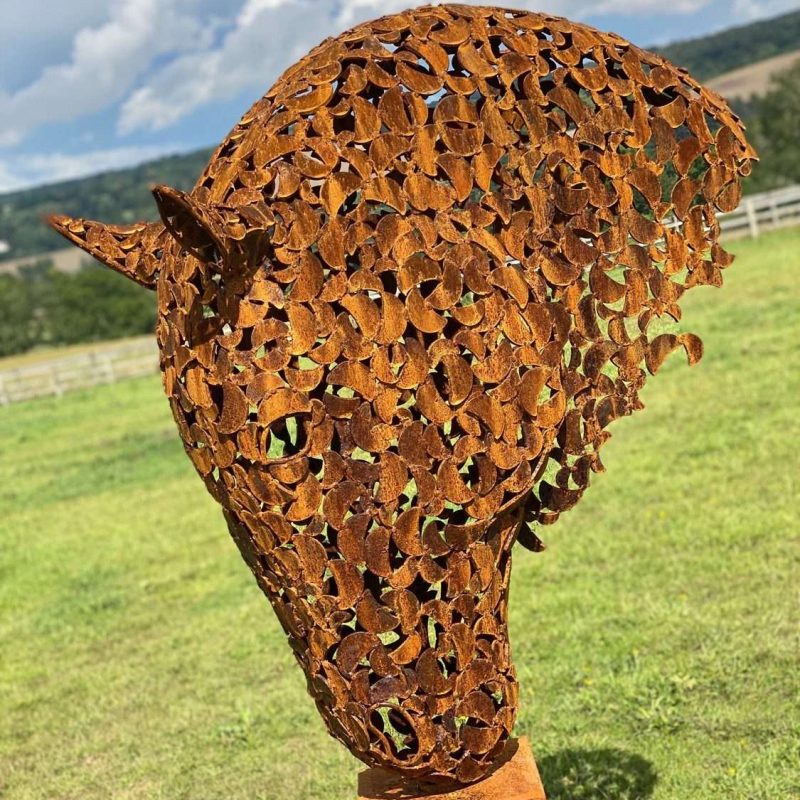Portrait View Of Rustic Patina Horse Head