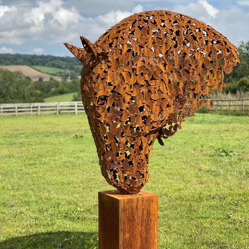 Side View of Rustic Patina Horse Head