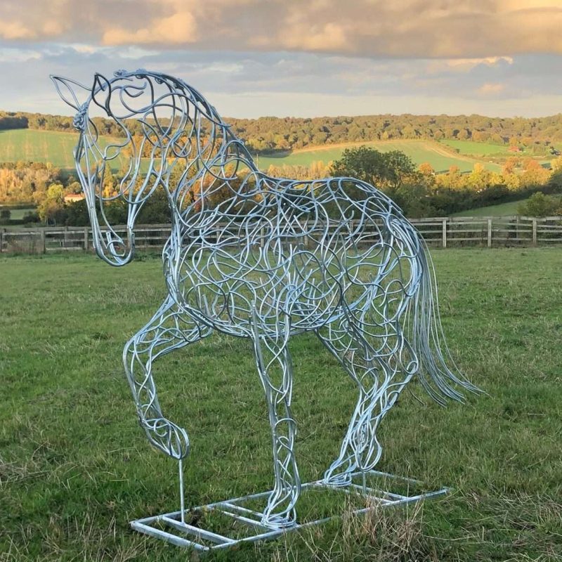 Dressage Horse Sculpture In Grass