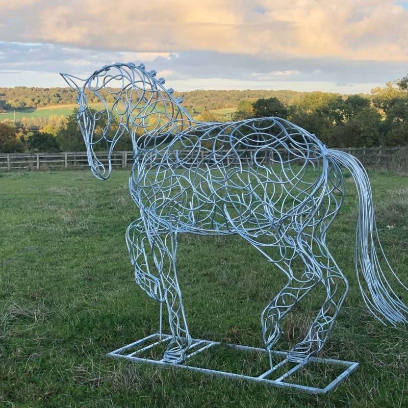 Side View Of Dressage Horse Sculpture