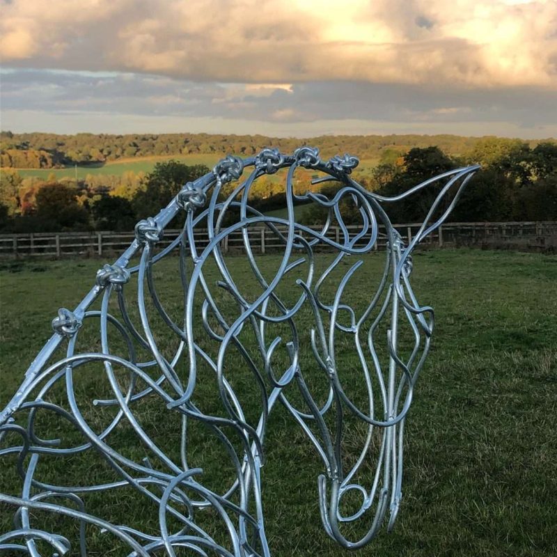 Dressage Horse Sculpture At Dusk
