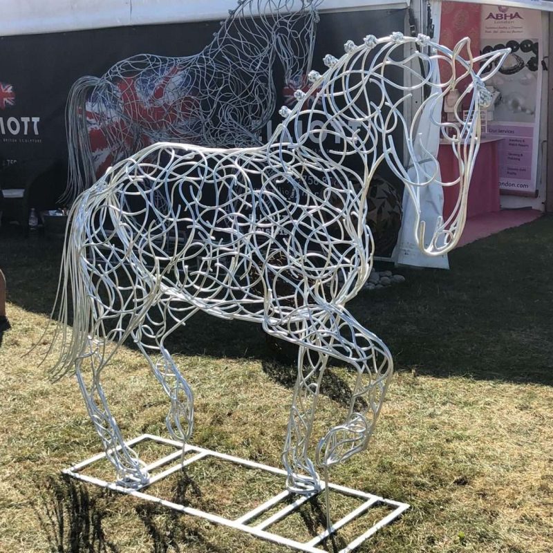 Dressage Horse Sculpture In Front Of Stalls