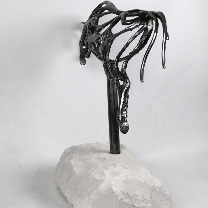 Side Of Abstract Jumping Horse Sculpture