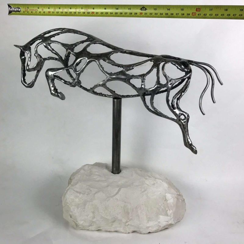 Abstract Jumping Horse Sculpture With Tape Measure
