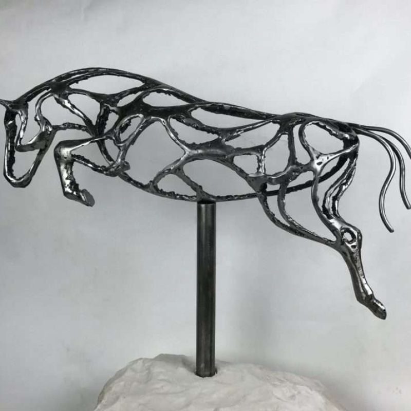 Abstract Jumping Horse Sculpture
