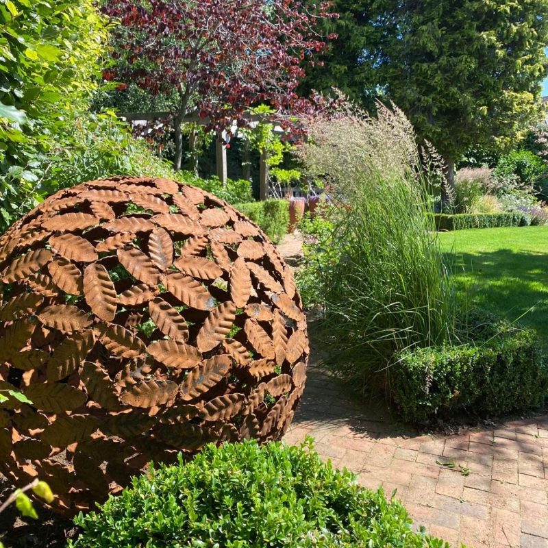 Beech Leaf Sphere Sculpture in Woodland