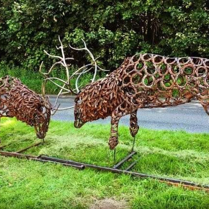 Rustic Fighting Stags Sculpture