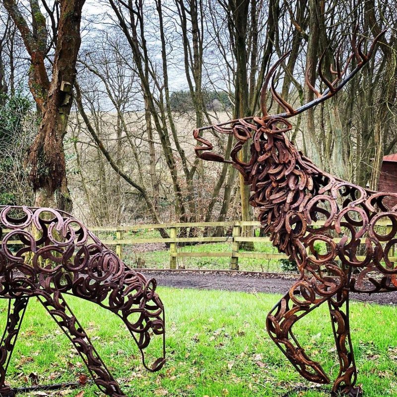half size stag and doe sculpture
