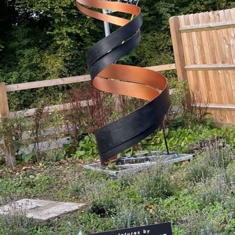 Matte Black & Copper Spiral far away