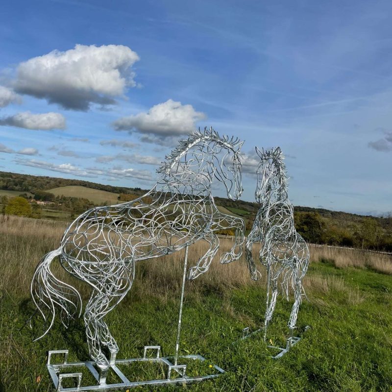 Rearing Horse Sculptures Back