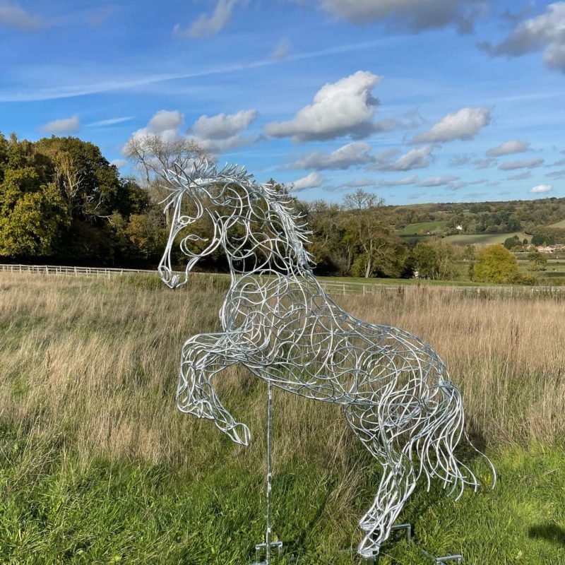 Side View Rearing Horse Sculpture